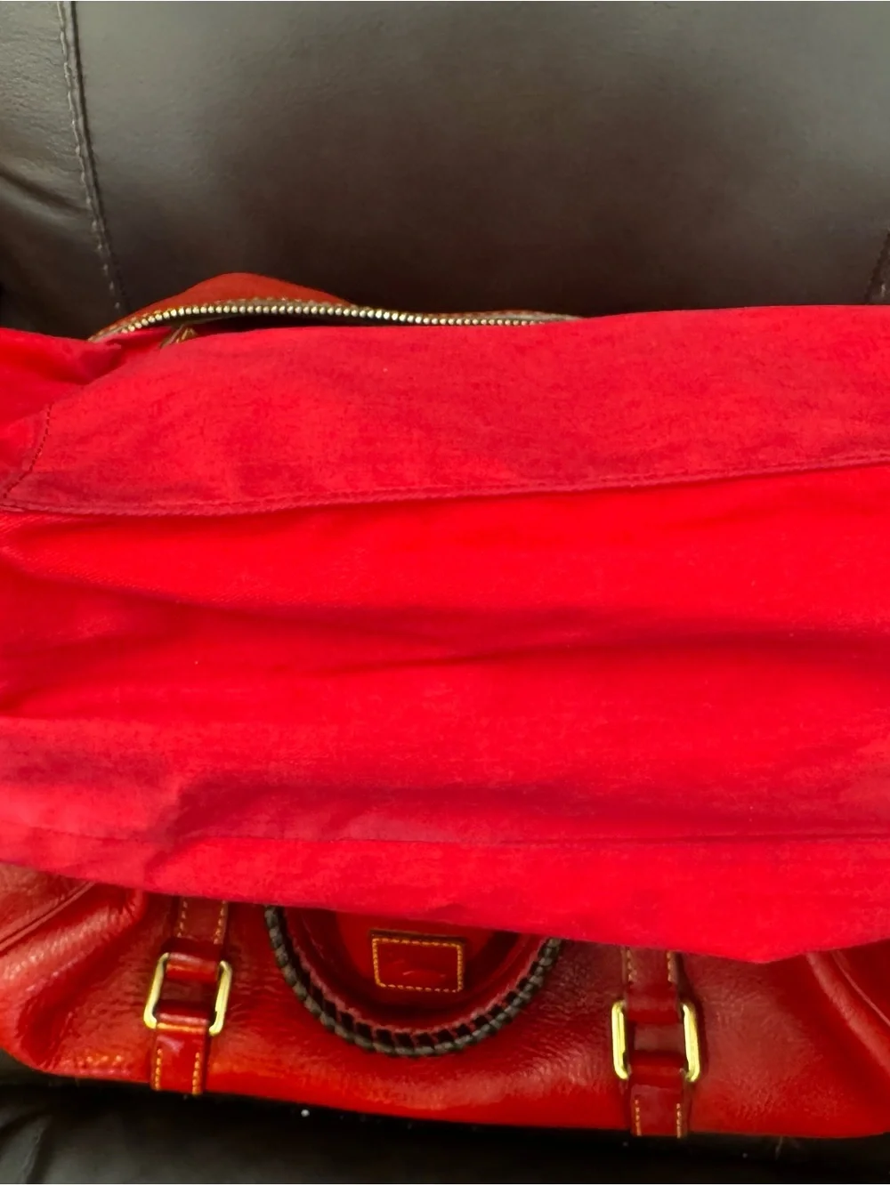 Dooney & Bourke Red Large Florentine Leather Satchel with Gold Hardware
